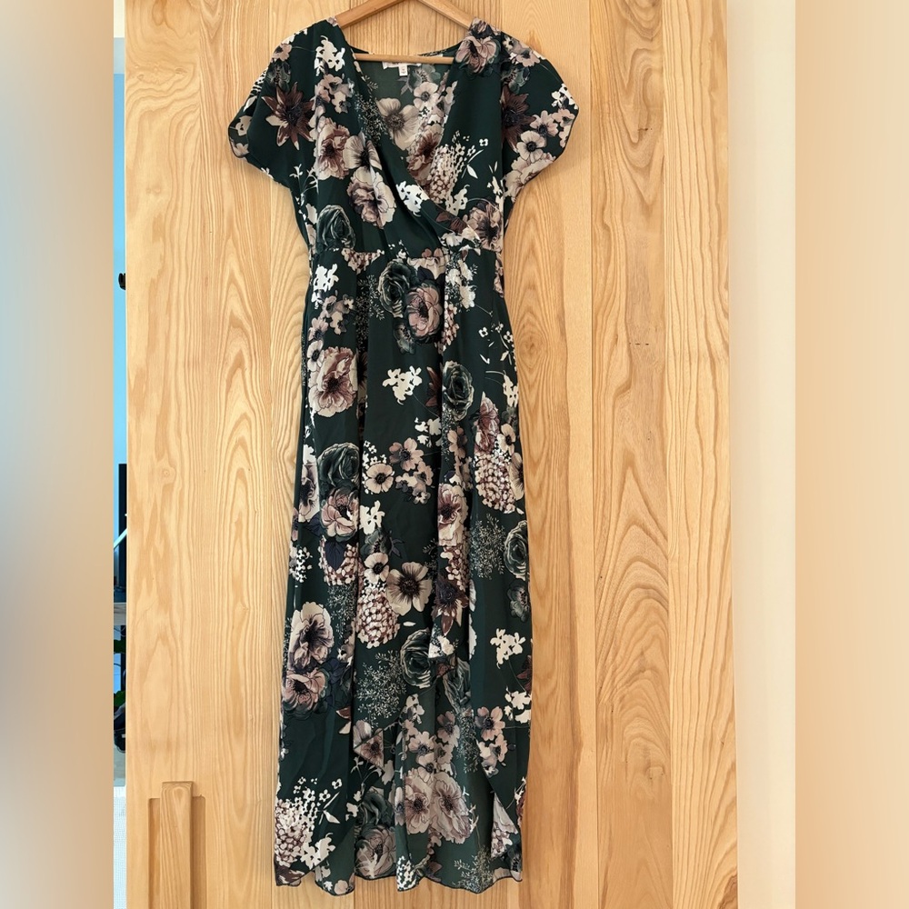 Floral wrap maternity nursing dress